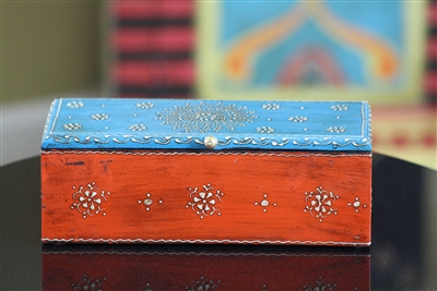 Rectangle Polished Blue Wooden Jewelry Box, Size: 8x10 Inch