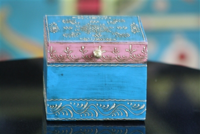 Pink and factory Blue Vintage Painted Jewelry Box