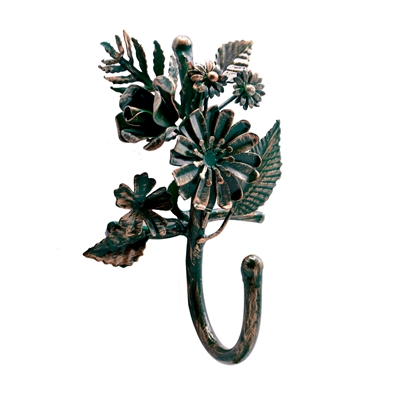 This floral wall hook features a gold finish, The hook has two key-hole ...