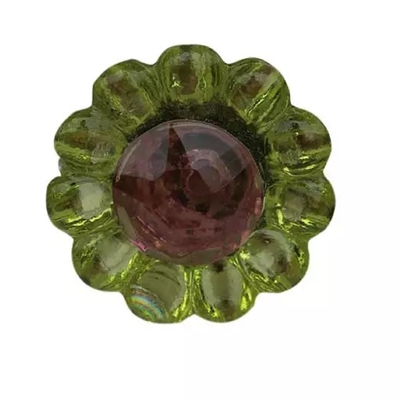 Green Daisy Glass Knob